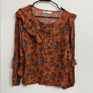 Sonoma Women's Floral Ruffle Blouse - Rust